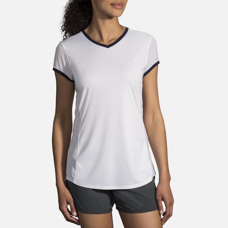 Brooks Stealth Womens Short Sleeve Running Shirt - White - Indonesia (WRGL-96478)